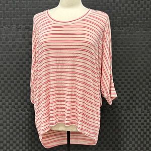 CAbi Relaxed Tickled Tee Women’s Pink Stripe Dolman Sleeve